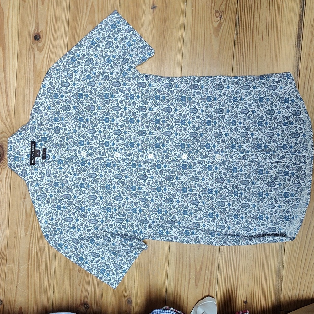 NWOT, Michael Kors, Men's, Short sleeve, Button down, Floral, Casual, SM, Slim